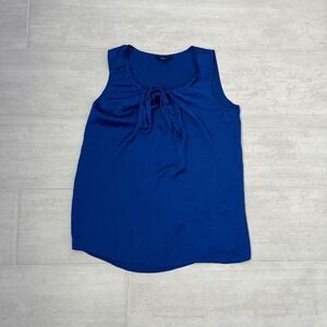 Willi Smith Blouse Sleeveless Top Flowy Blue Lightweight Silk-feel Small Tank
